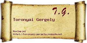 Toronyai Gergely névjegykártya